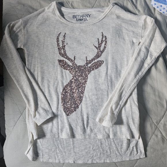 BETHANY MOTA x Aeropostale Deer Sequin Long Sleeve Top XS Cabincore - Picture 7 of 7